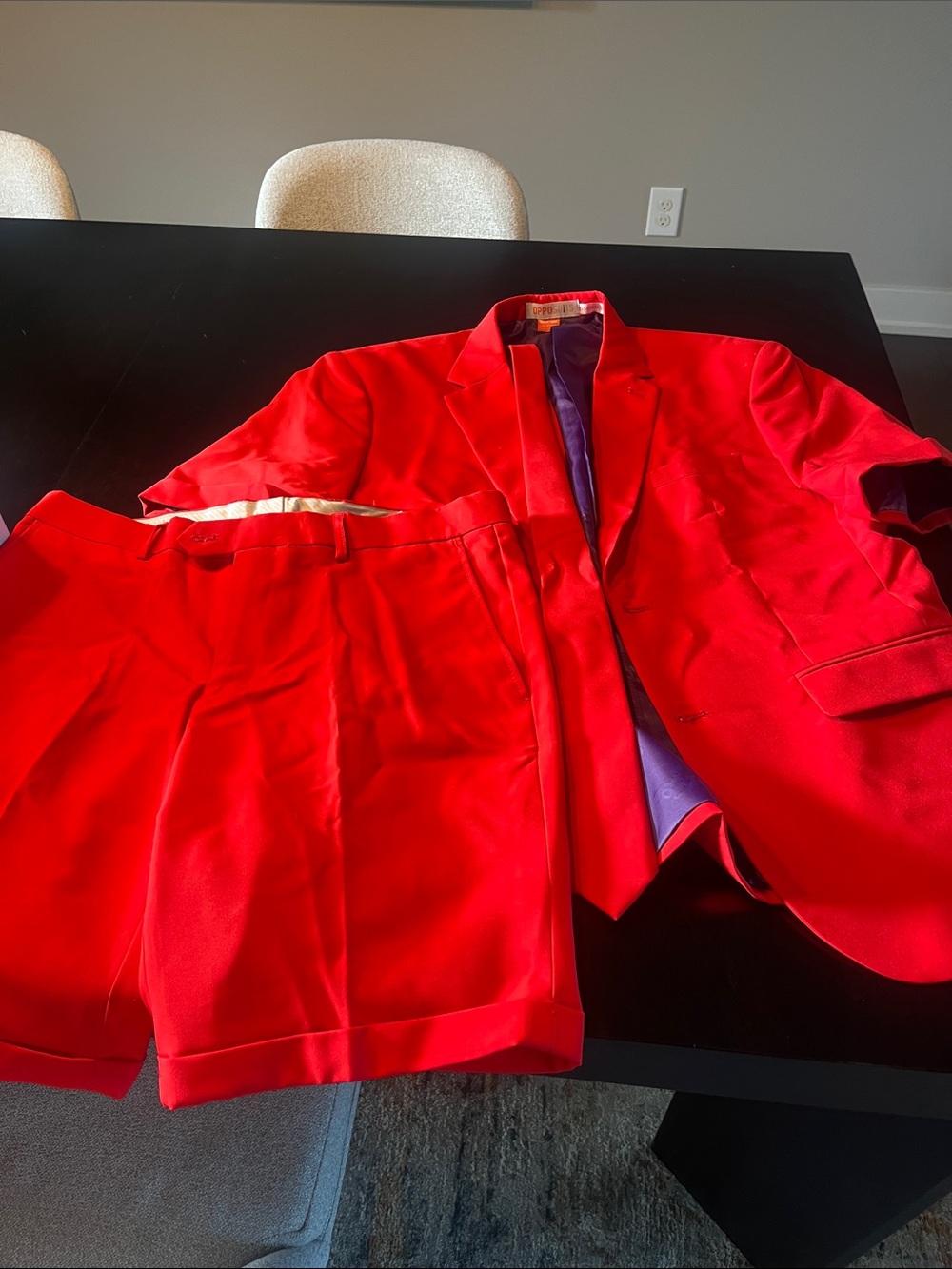 OppoSuits Bright Red Blazer & Shorts Set size US 44